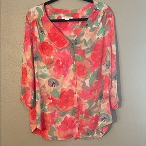 Liz Claiborne Floral Button-Up Blouse